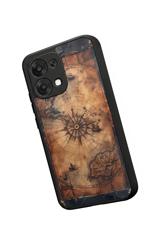 Oppo A6 Pro Uyumlu Harita Tasarımlı Glossy Premium Kılıf