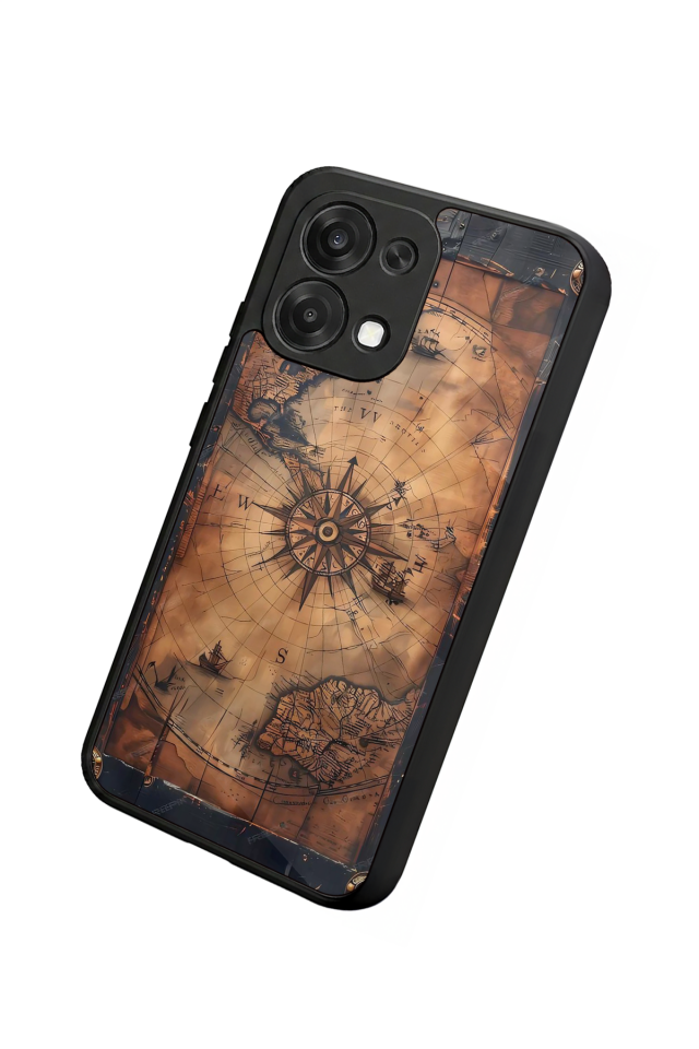 Oppo A6 Pro Uyumlu Harita Tasarımlı Glossy Premium Kılıf