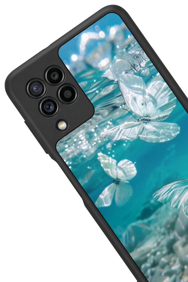 Samsung Galaxy M32 Uyumlu Kelebek Tasarımlı Glossy Premium Kılıf
