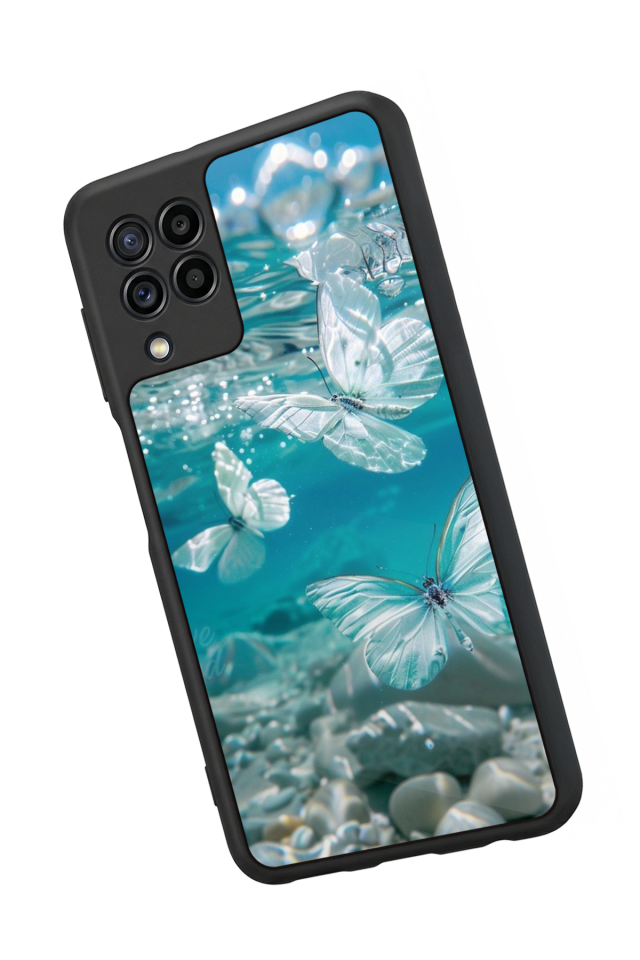 Samsung Galaxy M32 Uyumlu Kelebek Tasarımlı Glossy Premium Kılıf