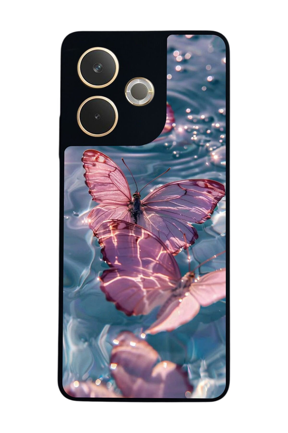 Oppo A5 Pro Uyumlu Kelebek Tasarımlı Glossy Premium Kılıf