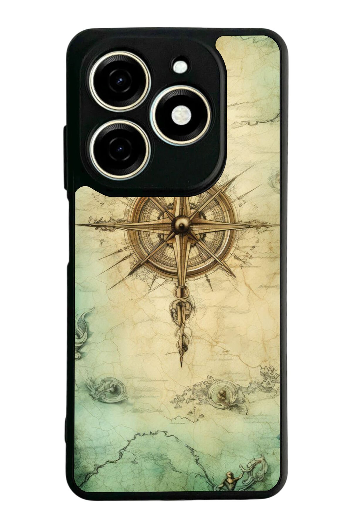 Infınıx Smart 8 Pro Uyumlu Pusula Tasarımlı Glossy Premium Kılıf