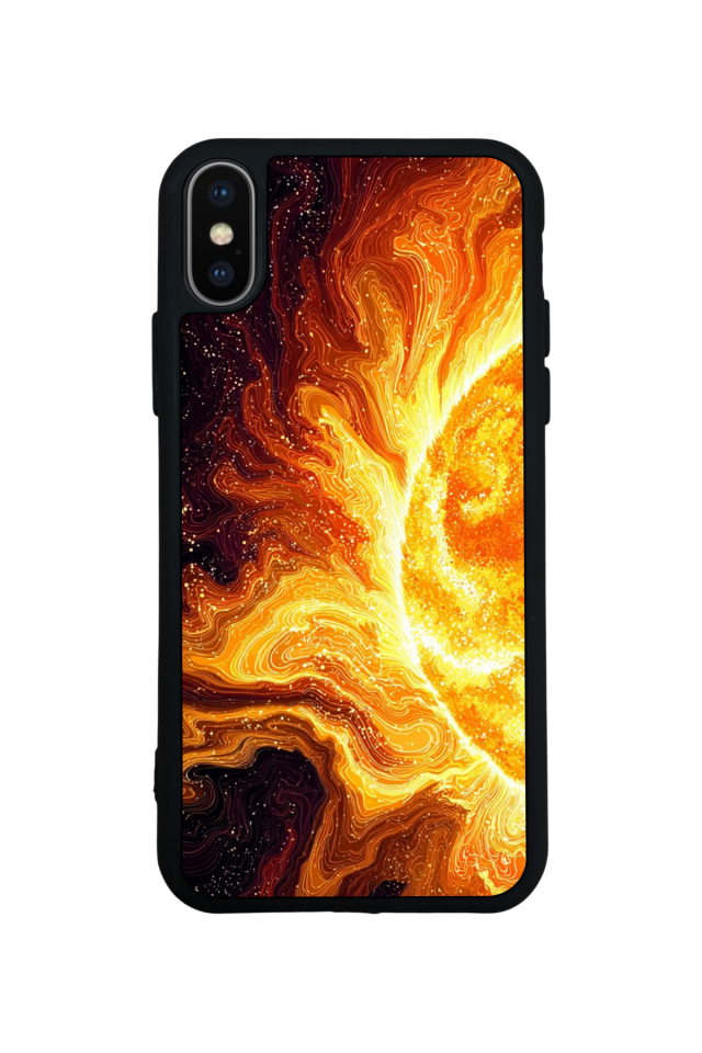 iPhone X/ XS Uyumlu Güneş Tasarımlı Glossy Premium Kılıf