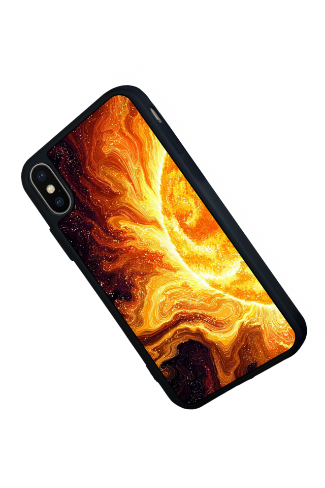 iPhone X/ XS Uyumlu Güneş Tasarımlı Glossy Premium Kılıf