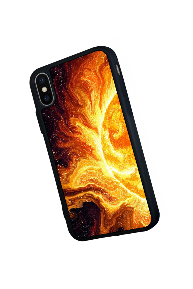 iPhone X/ XS Uyumlu Güneş Tasarımlı Glossy Premium Kılıf