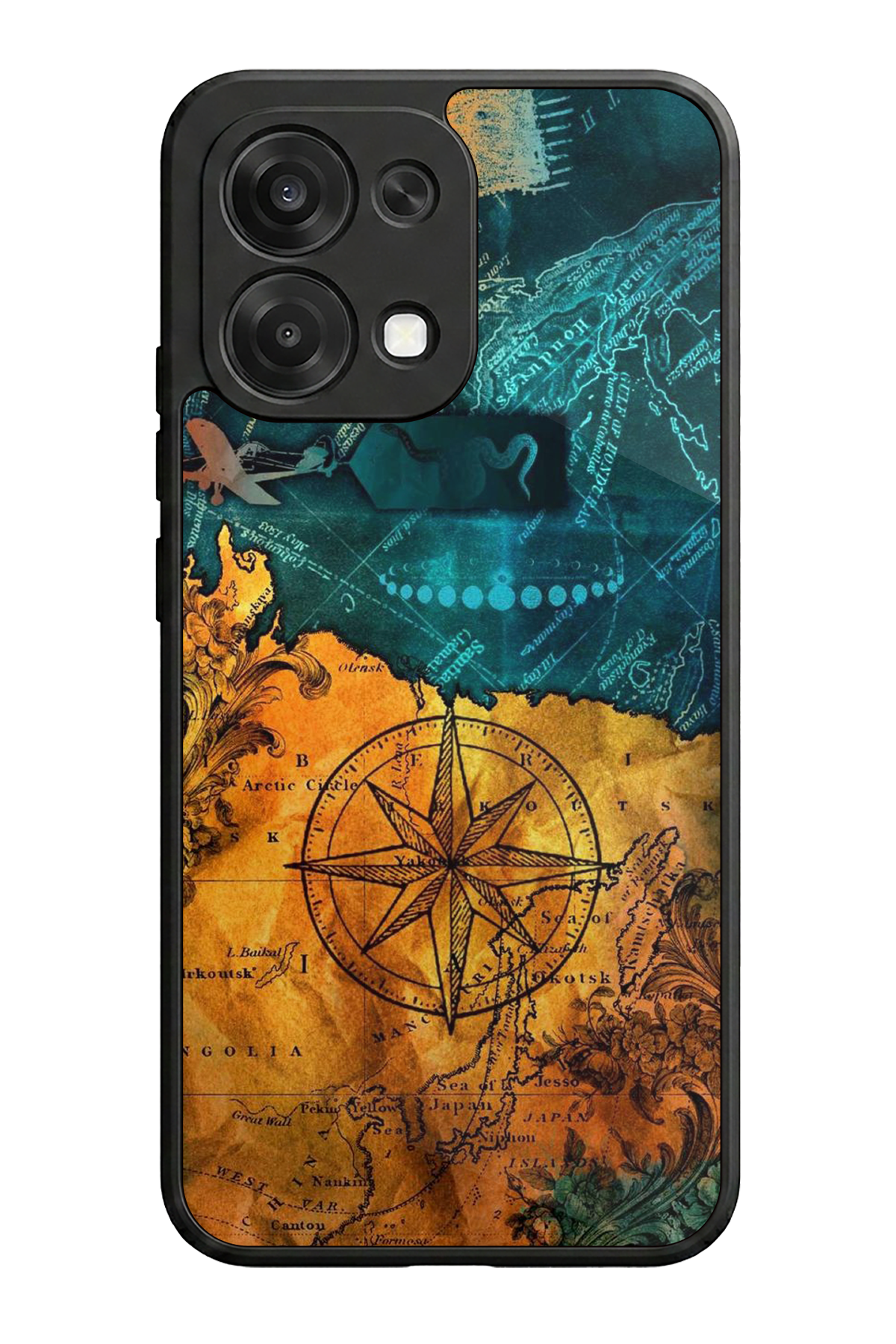 Oppo A6 Pro Uyumlu Harita Tasarımlı Glossy Premium Kılıf