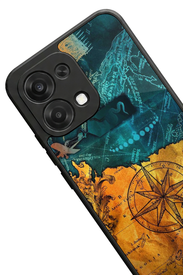 Oppo A6 Pro Uyumlu Harita Tasarımlı Glossy Premium Kılıf
