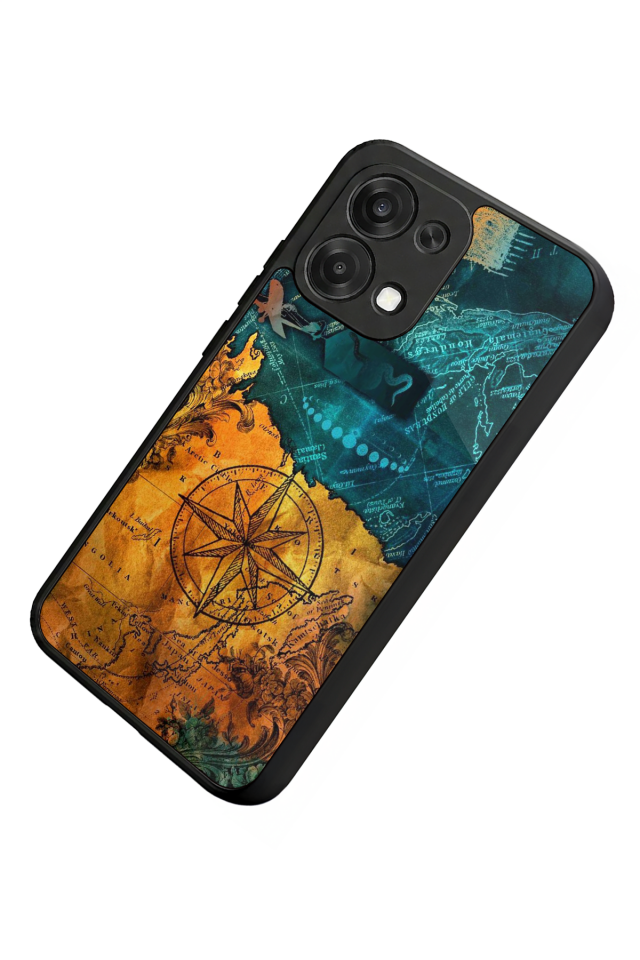 Oppo A6 Pro Uyumlu Harita Tasarımlı Glossy Premium Kılıf