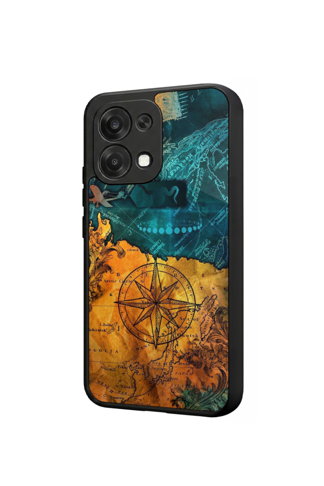 Oppo A6 Pro Uyumlu Harita Tasarımlı Glossy Premium Kılıf