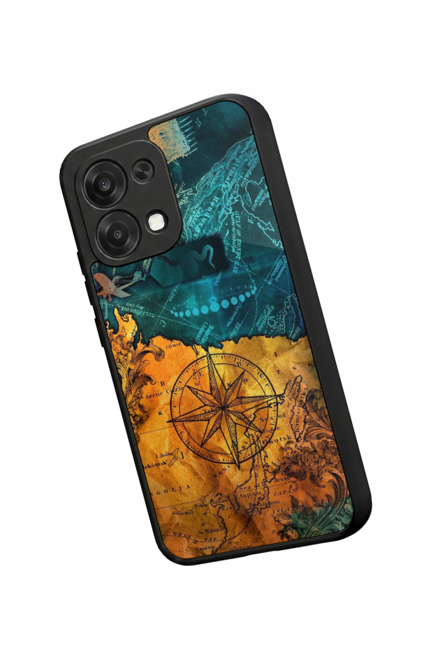 Oppo A6 Pro Uyumlu Harita Tasarımlı Glossy Premium Kılıf