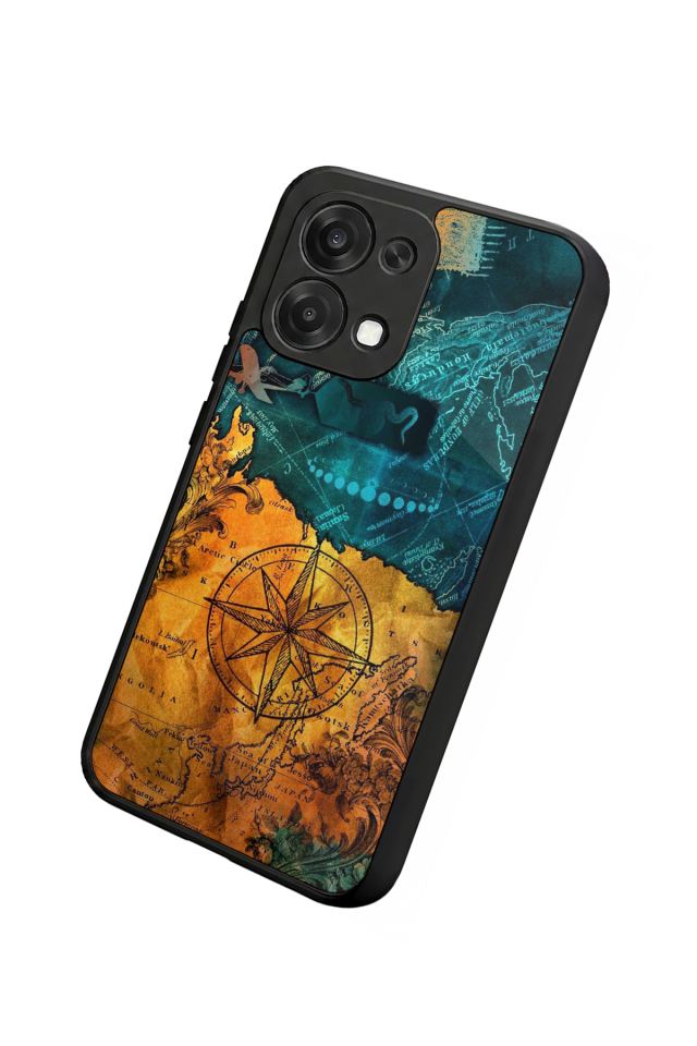 Oppo A6 Pro Uyumlu Harita Tasarımlı Glossy Premium Kılıf