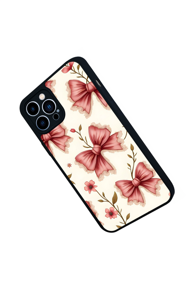 iPhone 13 Pro Max Uyumlu Kurdele Tasarımlı Glossy Premium Kılıf