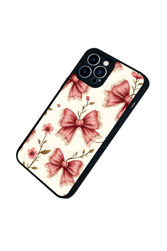 iPhone 13 Pro Max Uyumlu Kurdele Tasarımlı Glossy Premium Kılıf
