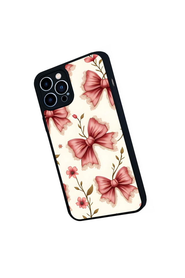 iPhone 13 Pro Max Uyumlu Kurdele Tasarımlı Glossy Premium Kılıf