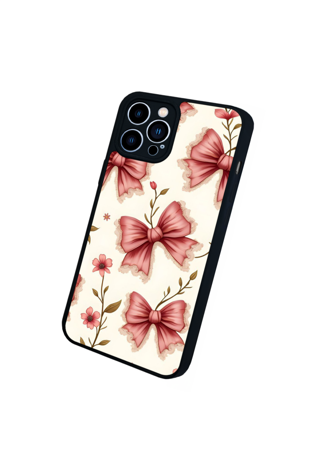 iPhone 13 Pro Max Uyumlu Kurdele Tasarımlı Glossy Premium Kılıf