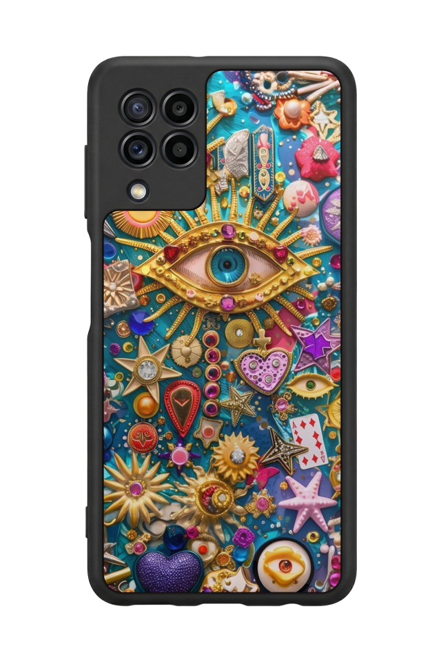 Samsung Galaxy M22 Uyumlu Göz Tasarımlı Glossy Premium Kılıf