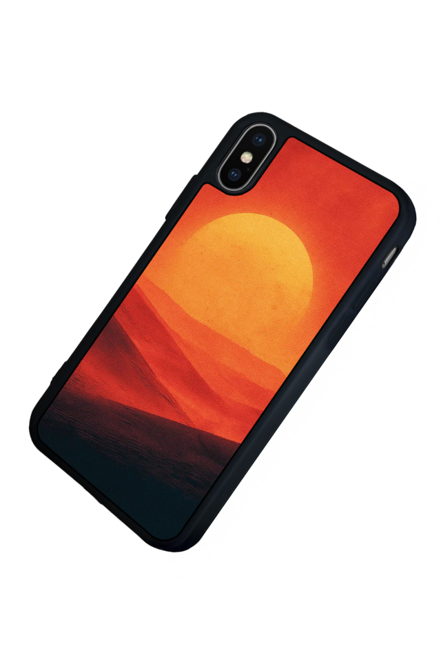 iPhone X/ XS Uyumlu Güneş Tasarımlı Glossy Premium Kılıf