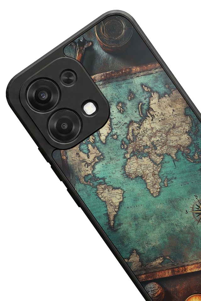 Oppo A6 Pro Uyumlu Harita Tasarımlı Glossy Premium Kılıf