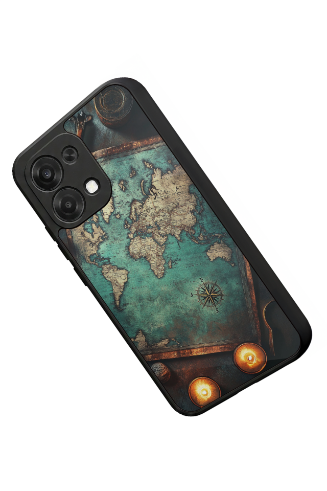 Oppo A6 Pro Uyumlu Harita Tasarımlı Glossy Premium Kılıf