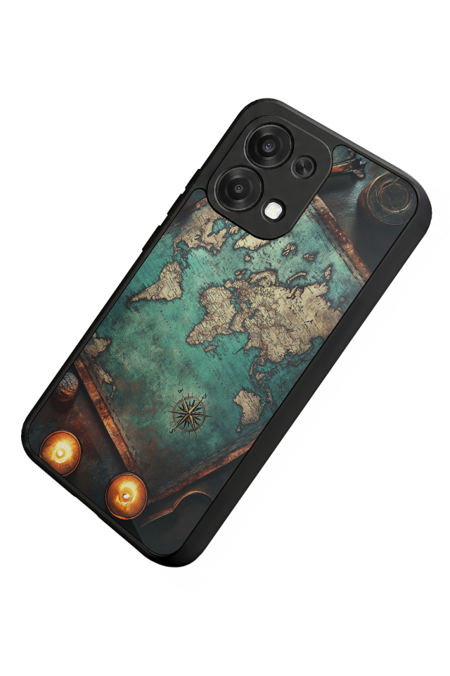 Oppo A6 Pro Uyumlu Harita Tasarımlı Glossy Premium Kılıf