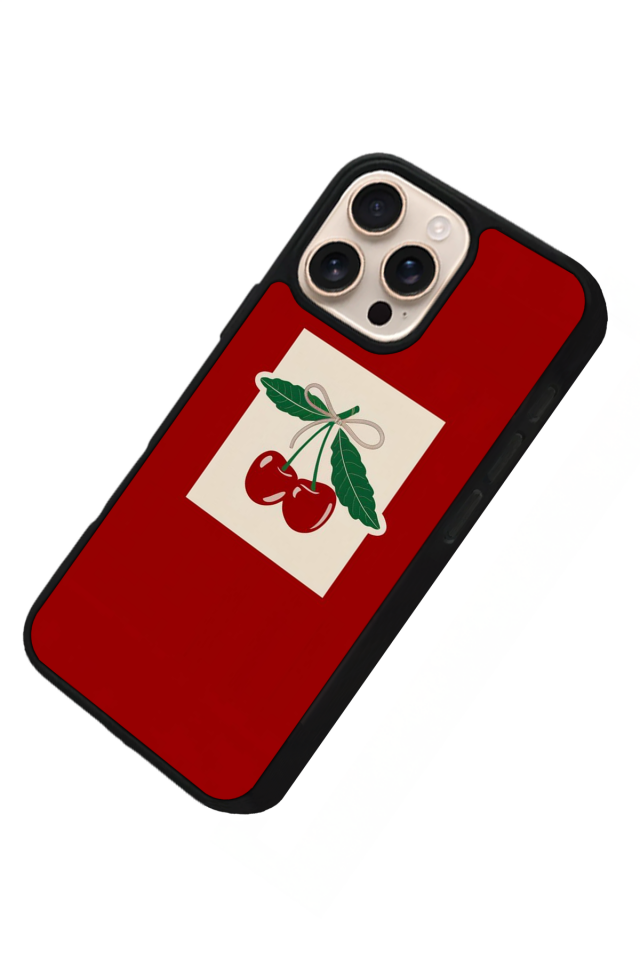 iPhone 14 Pro Uyumlu Kiraz Tasarımlı Glossy Premium Kılıf