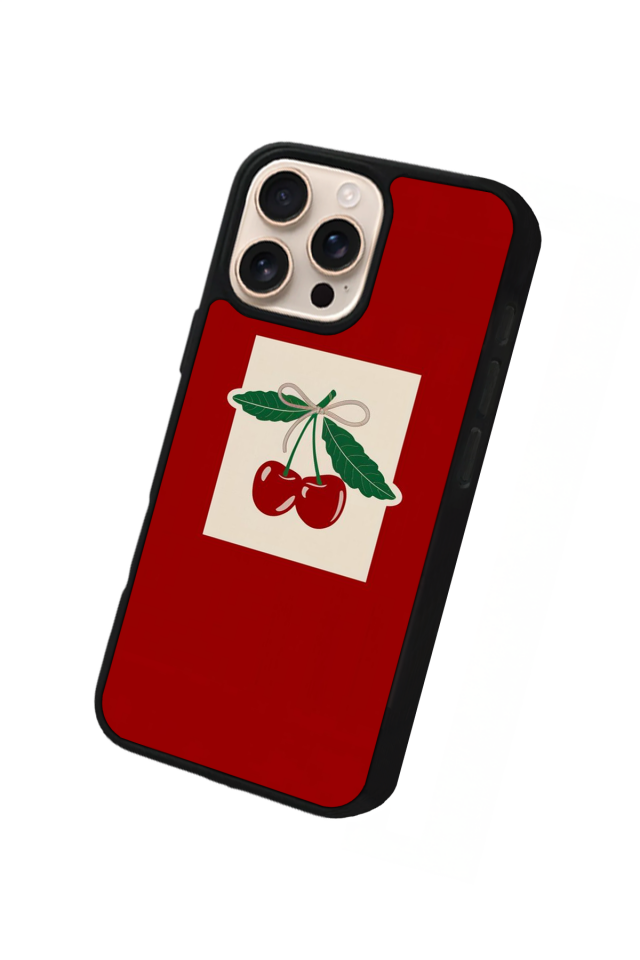 iPhone 14 Pro Uyumlu Kiraz Tasarımlı Glossy Premium Kılıf