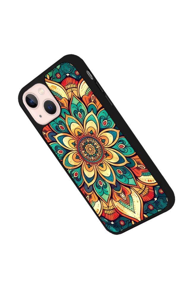 iPhone 13 Mini Uyumlu Mandala Tasarımlı Glossy Premium Kılıf