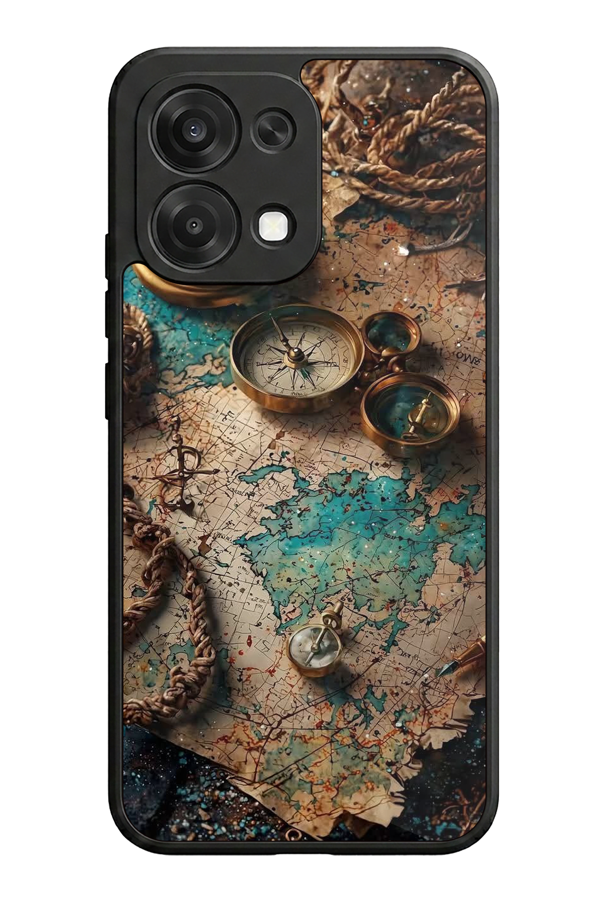 Oppo A6 Pro Uyumlu Harita Tasarımlı Glossy Premium Kılıf