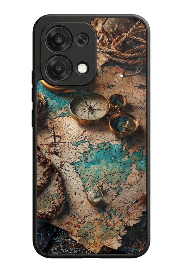 Oppo A6 Pro Uyumlu Harita Tasarımlı Glossy Premium Kılıf