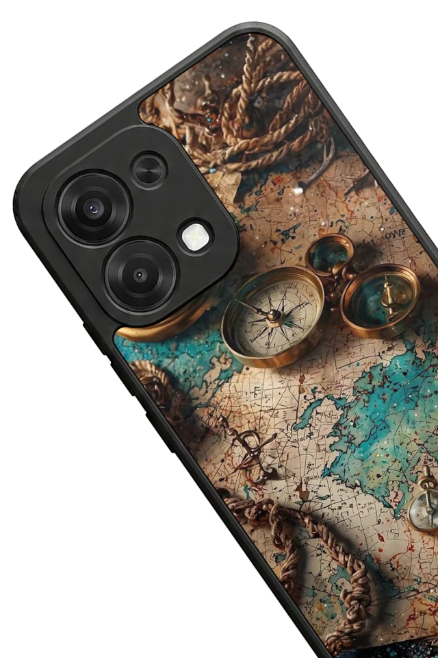 Oppo A6 Pro Uyumlu Harita Tasarımlı Glossy Premium Kılıf