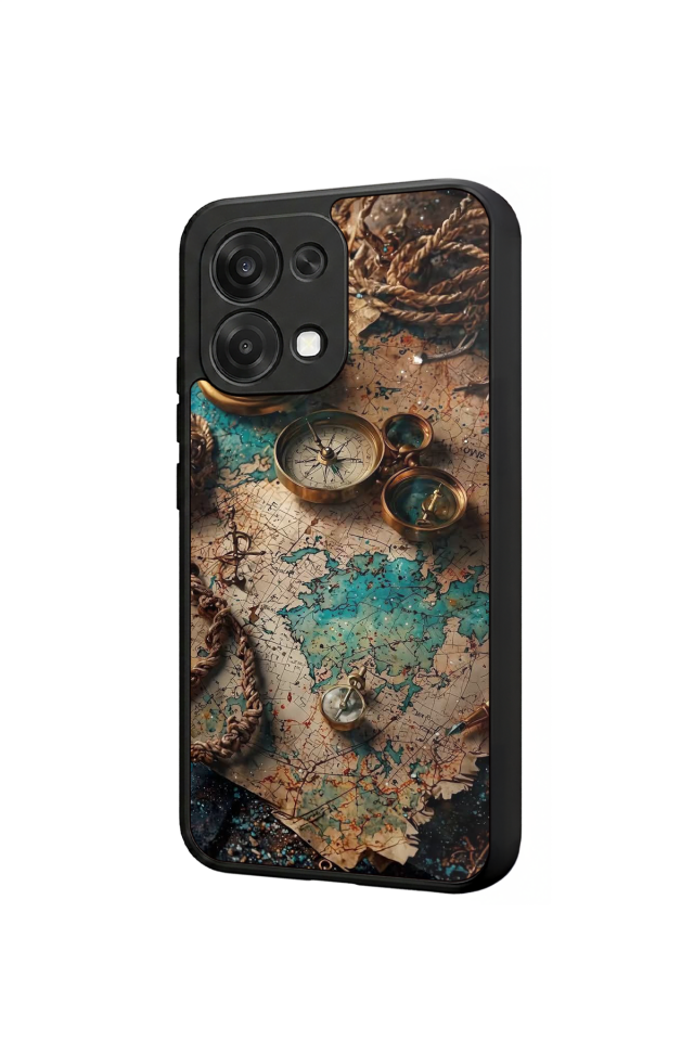 Oppo A6 Pro Uyumlu Harita Tasarımlı Glossy Premium Kılıf
