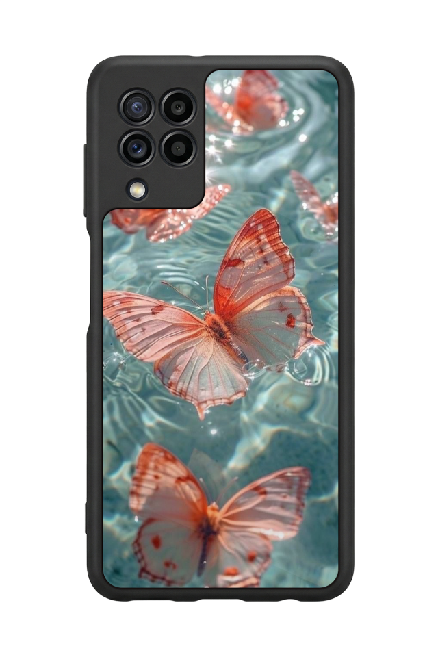 Samsung Galaxy M32 Uyumlu Kelebek Tasarımlı Glossy Premium Kılıf