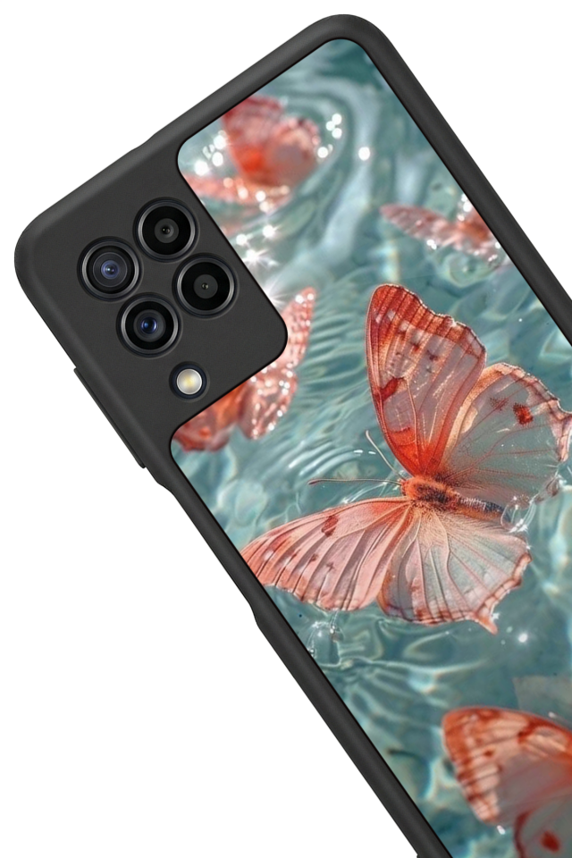 Samsung Galaxy M32 Uyumlu Kelebek Tasarımlı Glossy Premium Kılıf