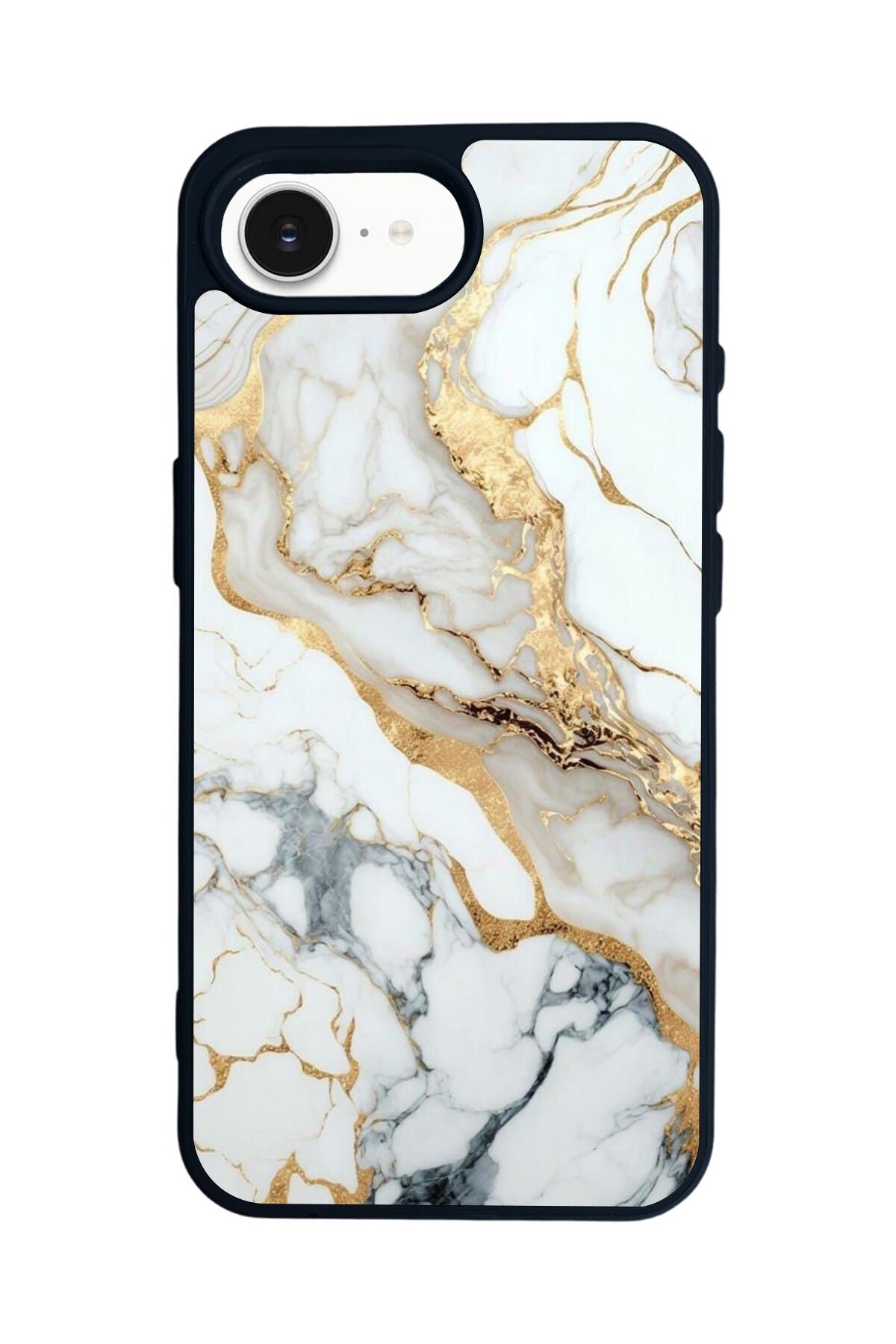 iPhone 16E Uyumlu Mermer Marble Tasarımlı Glossy Premium Kılıf