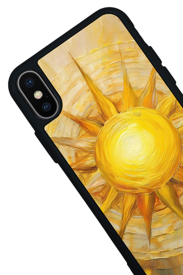 iPhone X/ XS Uyumlu Güneş Tasarımlı Glossy Premium Kılıf