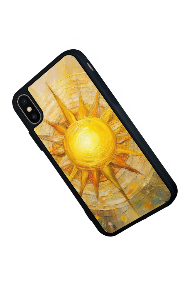 iPhone X/ XS Uyumlu Güneş Tasarımlı Glossy Premium Kılıf