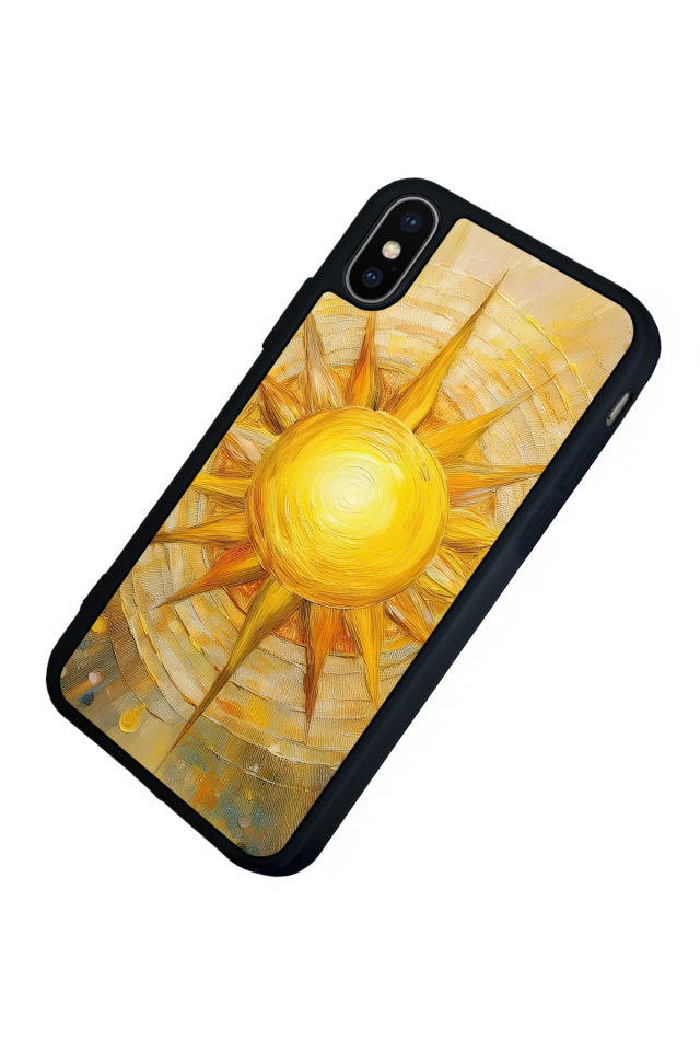 iPhone X/ XS Uyumlu Güneş Tasarımlı Glossy Premium Kılıf