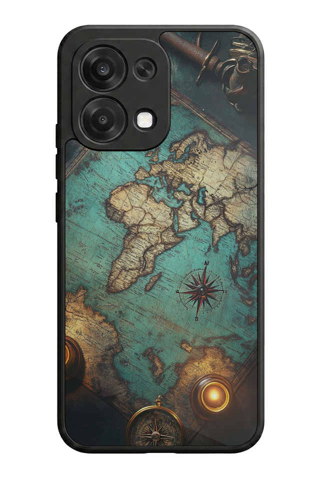 Oppo A6 Pro Uyumlu Harita Tasarımlı Glossy Premium Kılıf