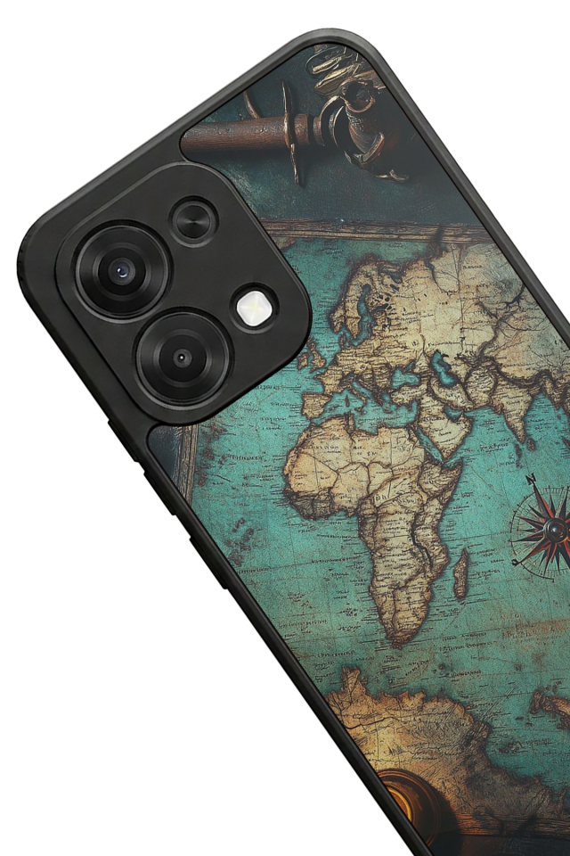 Oppo A6 Pro Uyumlu Harita Tasarımlı Glossy Premium Kılıf