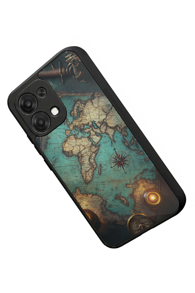 Oppo A6 Pro Uyumlu Harita Tasarımlı Glossy Premium Kılıf