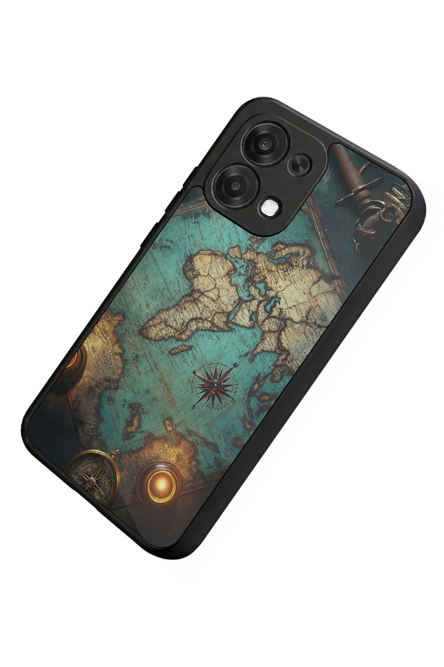 Oppo A6 Pro Uyumlu Harita Tasarımlı Glossy Premium Kılıf