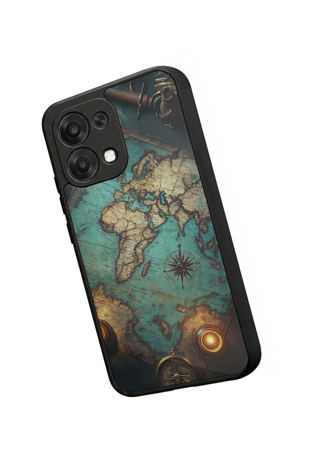 Oppo A6 Pro Uyumlu Harita Tasarımlı Glossy Premium Kılıf