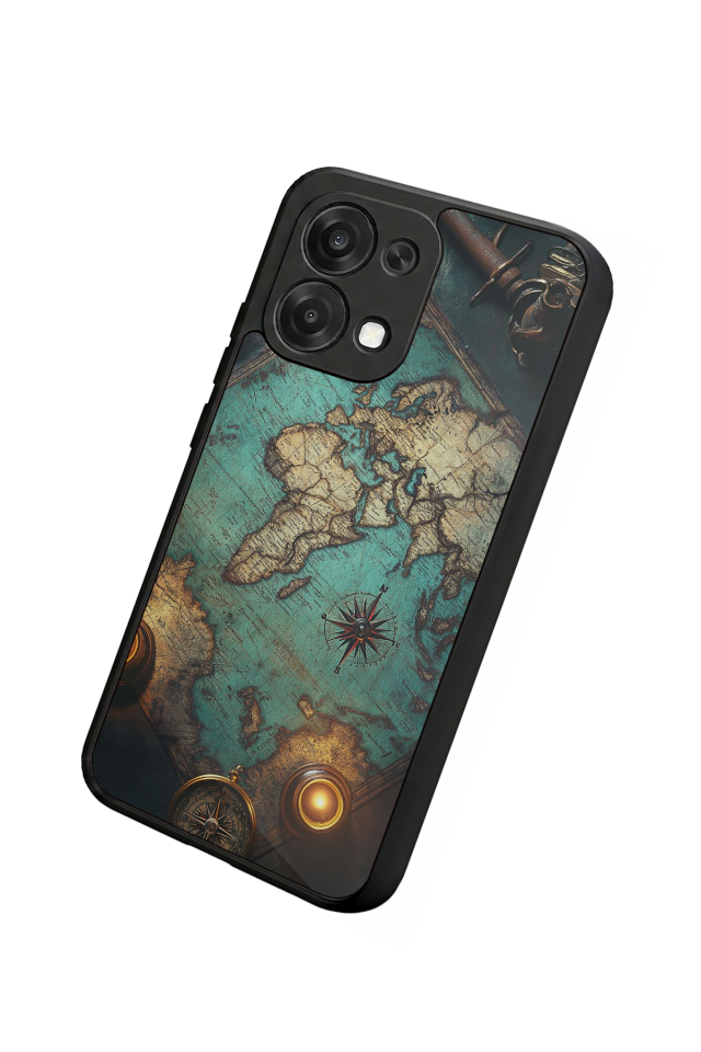 Oppo A6 Pro Uyumlu Harita Tasarımlı Glossy Premium Kılıf