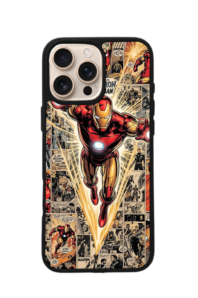iPhone 16 Pro Max Uyumlu  Iron Man ( Demir Adam ) Tasarımlı Glossy Premium Kılıf