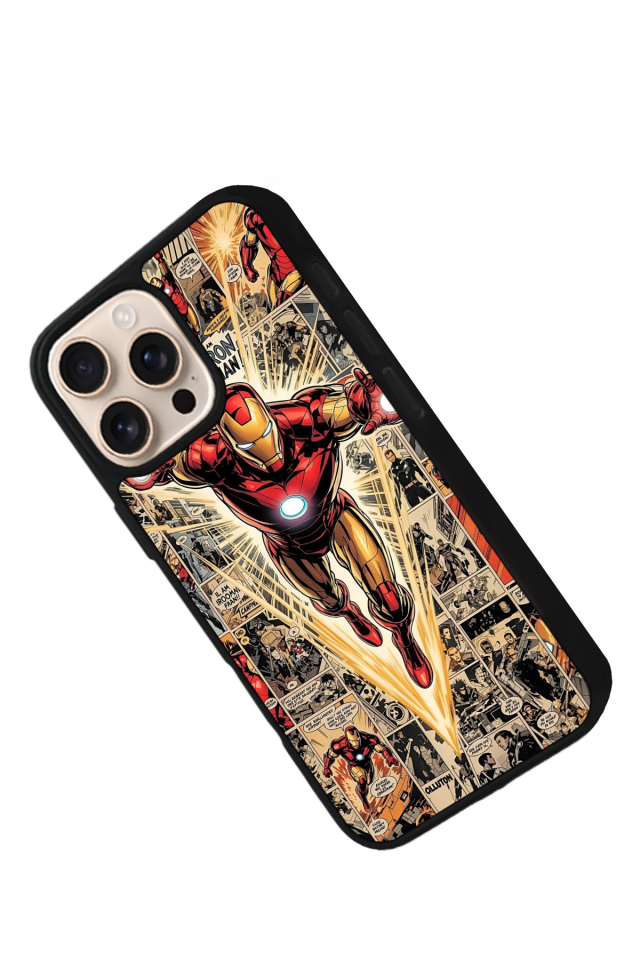 iPhone 16 Pro Max Uyumlu  Iron Man ( Demir Adam ) Tasarımlı Glossy Premium Kılıf