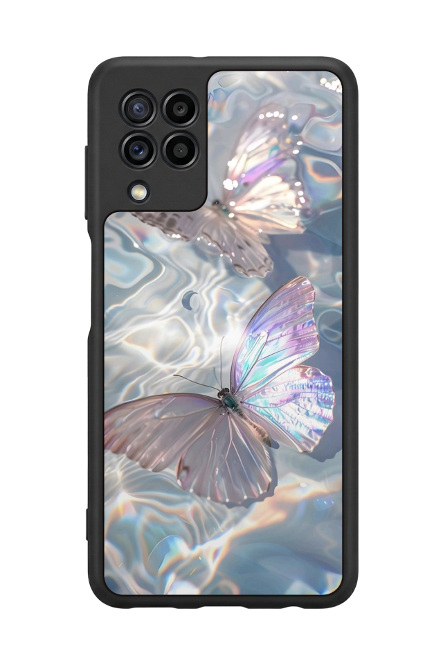 Samsung Galaxy M32 Uyumlu Kelebek Tasarımlı Glossy Premium Kılıf