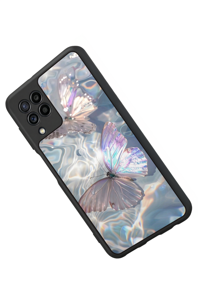 Samsung Galaxy M32 Uyumlu Kelebek Tasarımlı Glossy Premium Kılıf