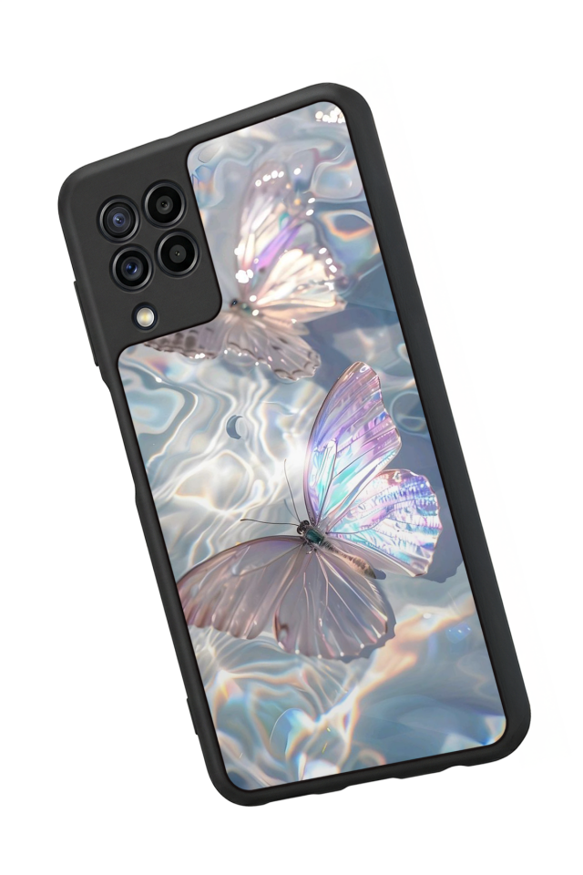 Samsung Galaxy M32 Uyumlu Kelebek Tasarımlı Glossy Premium Kılıf