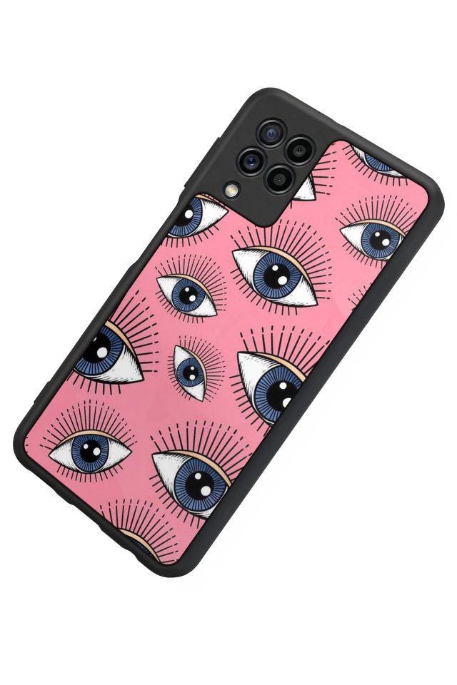 Samsung Galaxy M22 Uyumlu Göz Tasarımlı Glossy Premium Kılıf
