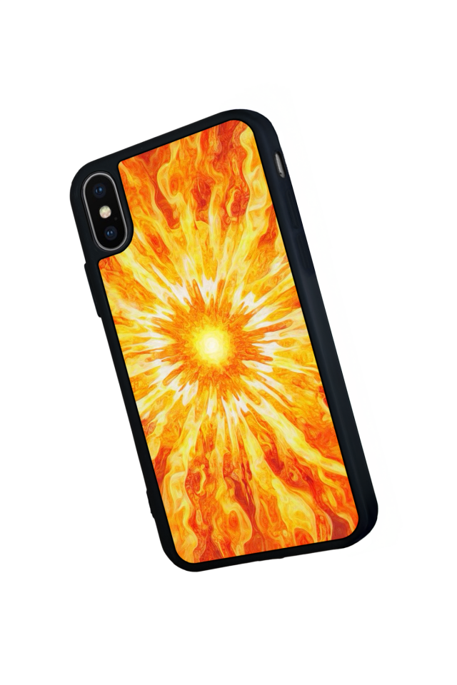 iPhone X/ XS Uyumlu Güneş Tasarımlı Glossy Premium Kılıf